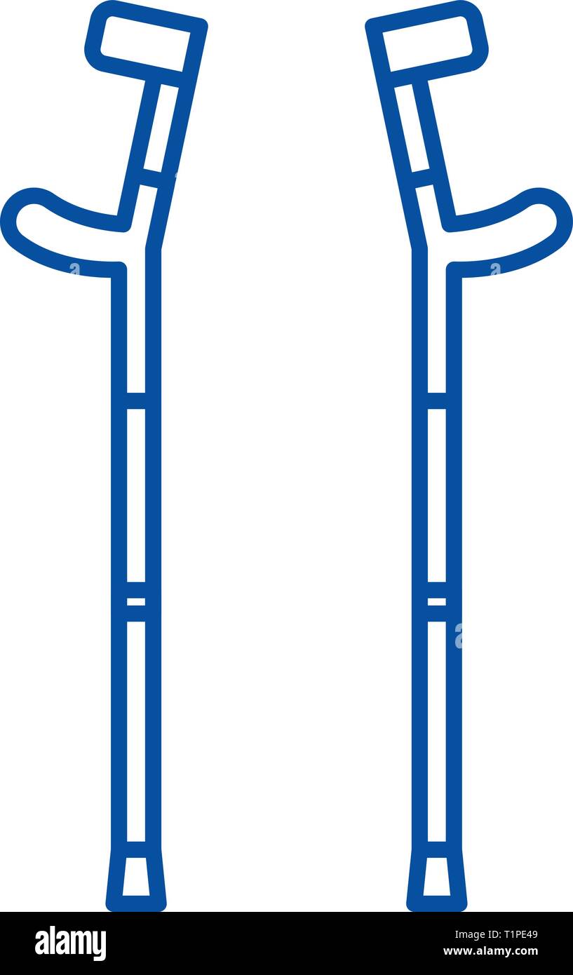 Crutches line icon concept. Crutches flat vector symbol, sign, outline