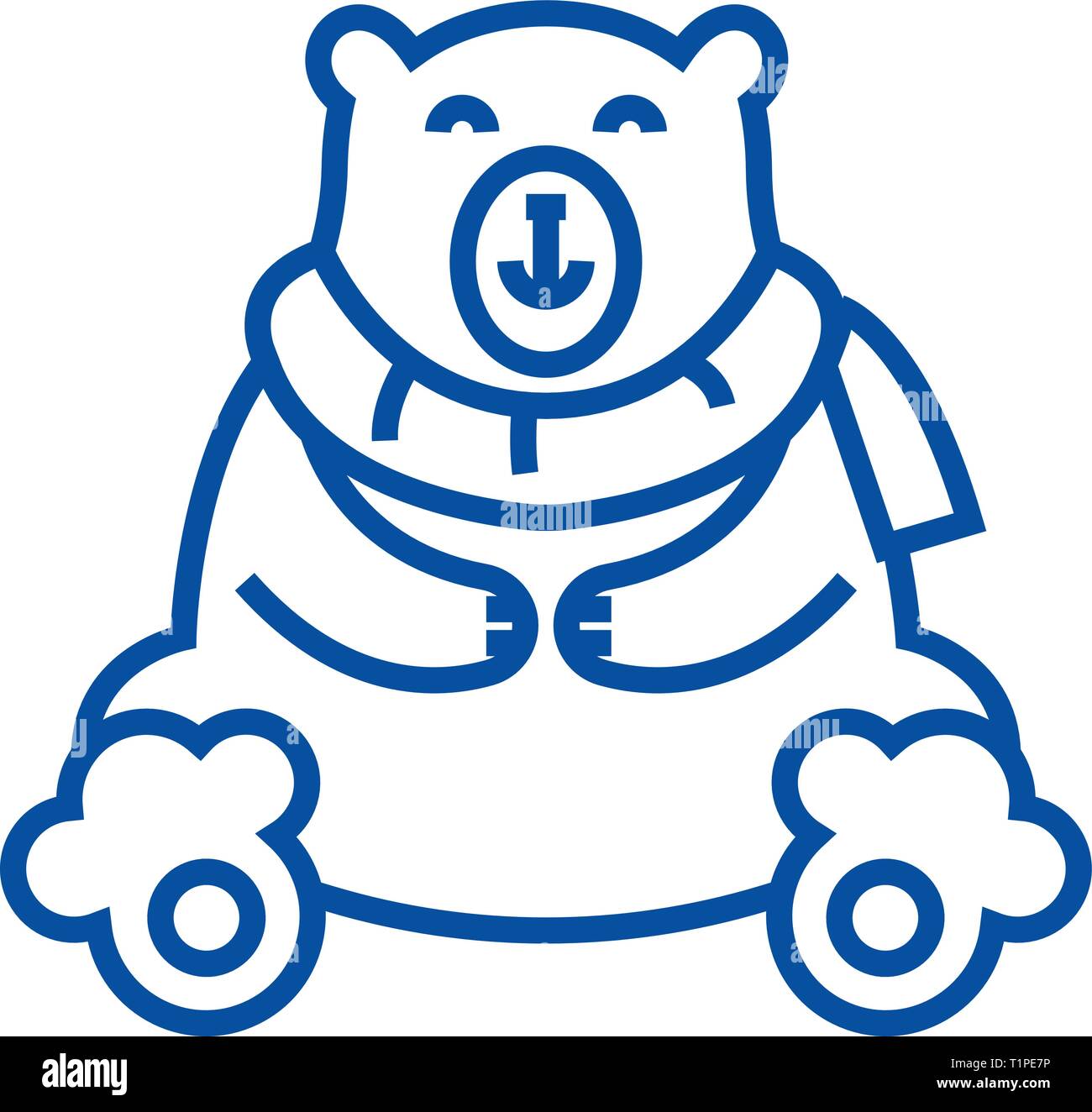 Cute polar bear  line icon concept. Cute polar bear  flat  vector symbol, sign, outline illustration. Stock Vector
