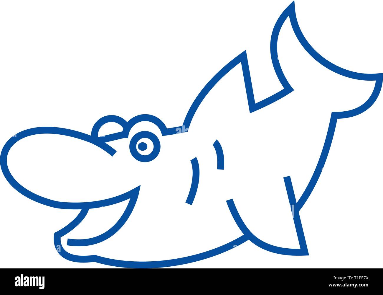 Download Cute shark line icon concept. Cute shark flat vector ...