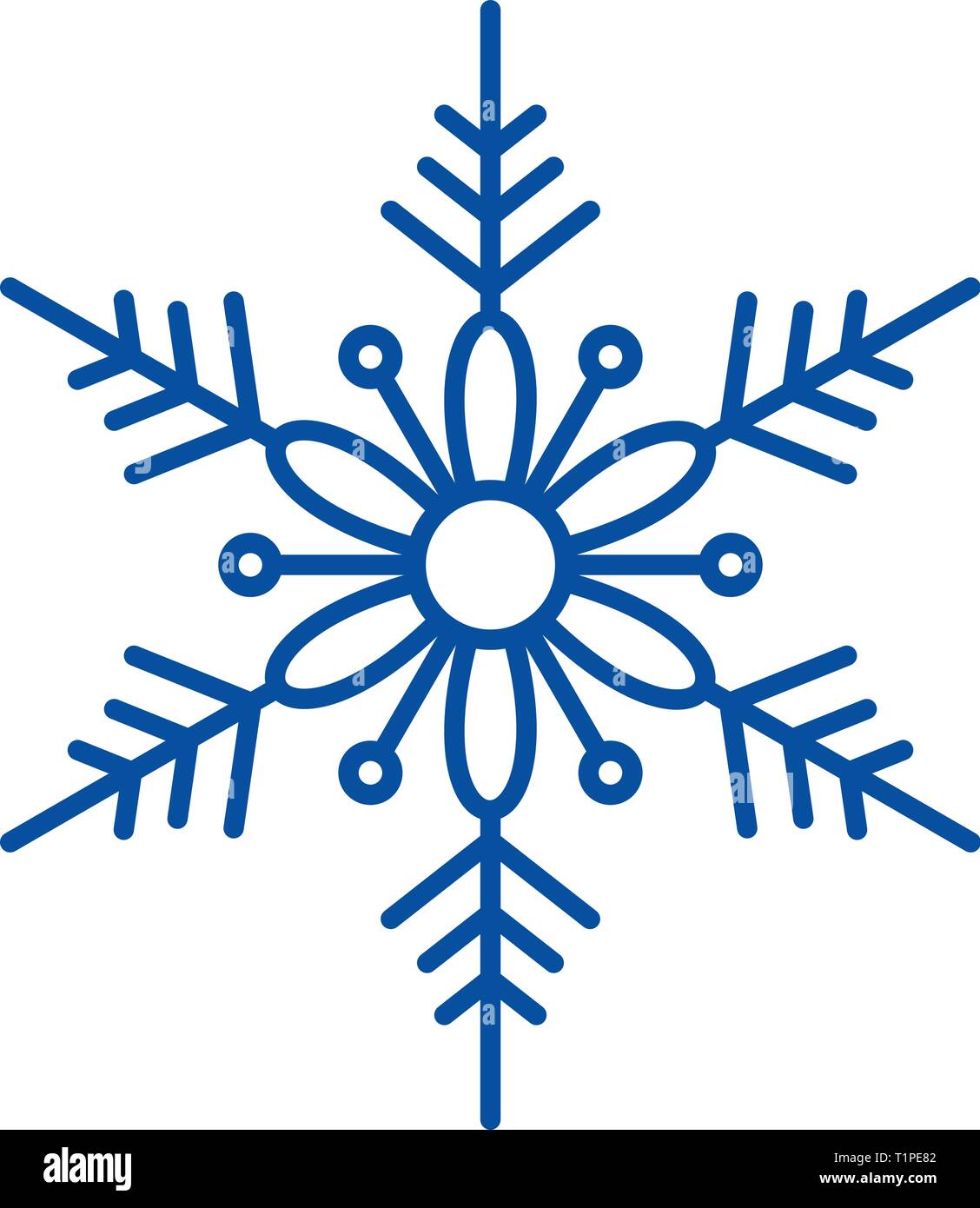 Cute snowflake line icon concept. Cute snowflake flat vector symbol ...