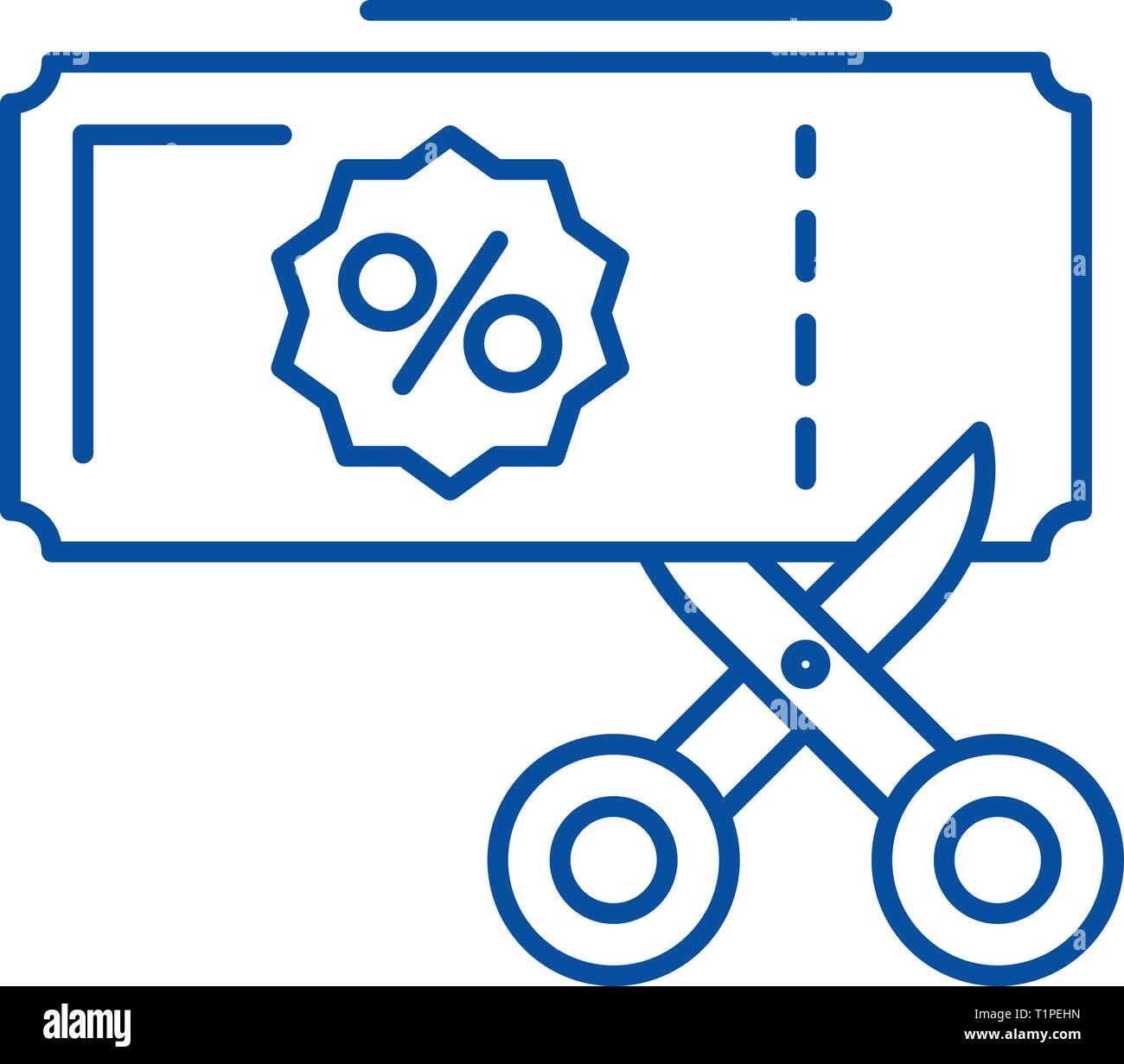 Discount coupons line icon concept. Discount coupons flat vector symbol