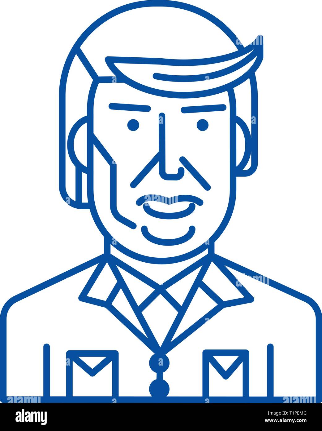 Donald trump line icon concept. Donald trump flat  vector symbol, sign, outline illustration. Stock Vector