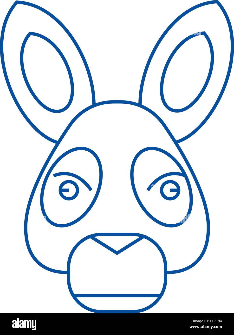 Donkey head line icon concept. Donkey head flat vector symbol, sign
