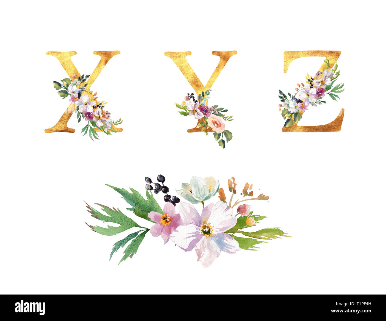 Collection Romantic Gold Letters With Drawn Watercolor Flowers Elegant Emblem For Book Design Brand Name Wedding Invitation Thanks Card Stock Photo Alamy Collection Romantic Gold Letters With Drawn Watercolor Flowers Elegant Emblem For Book Design Brand Name Wedding Invitation Thanks Card Stock Photo Alamy