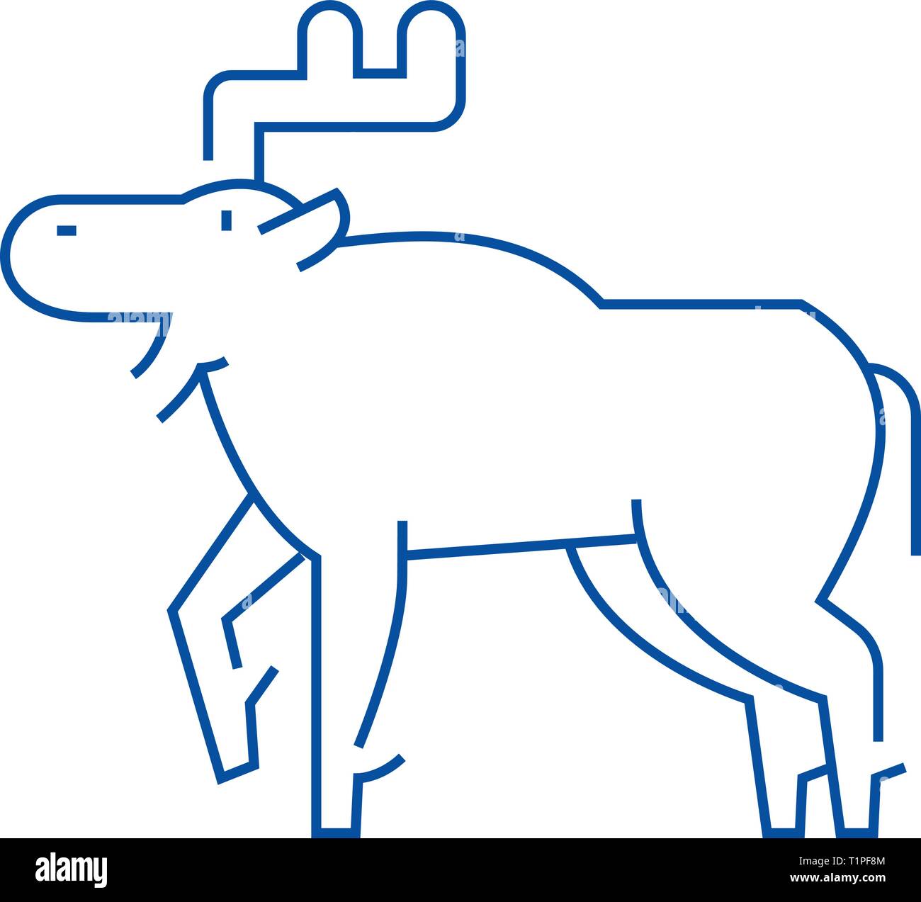 Elk line icon concept. Elk flat  vector symbol, sign, outline illustration. Stock Vector