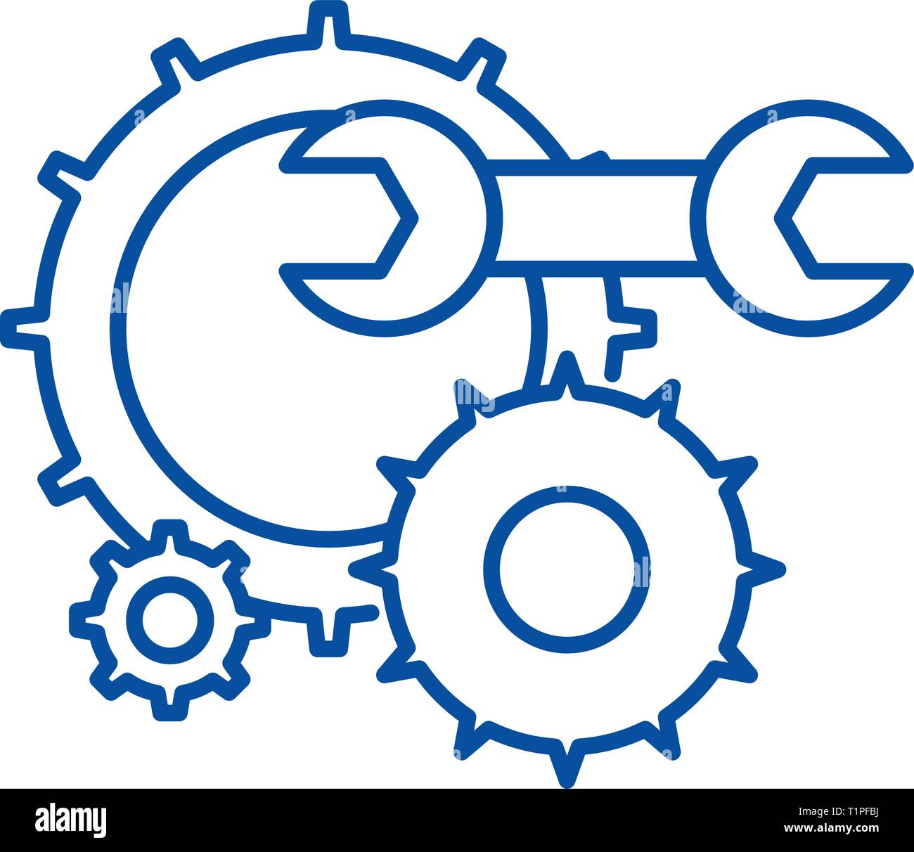 Engineering support line icon concept. Engineering support flat  vector symbol, sign, outline illustration. Stock Vector