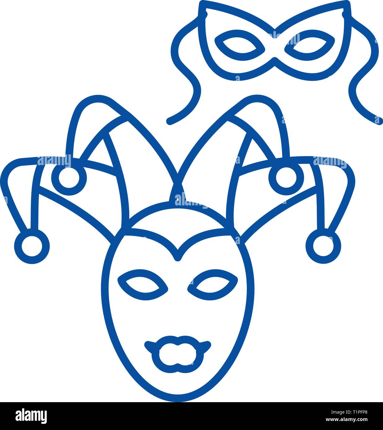 Eye mask,masquerade line icon concept. Eye mask,masquerade flat vector