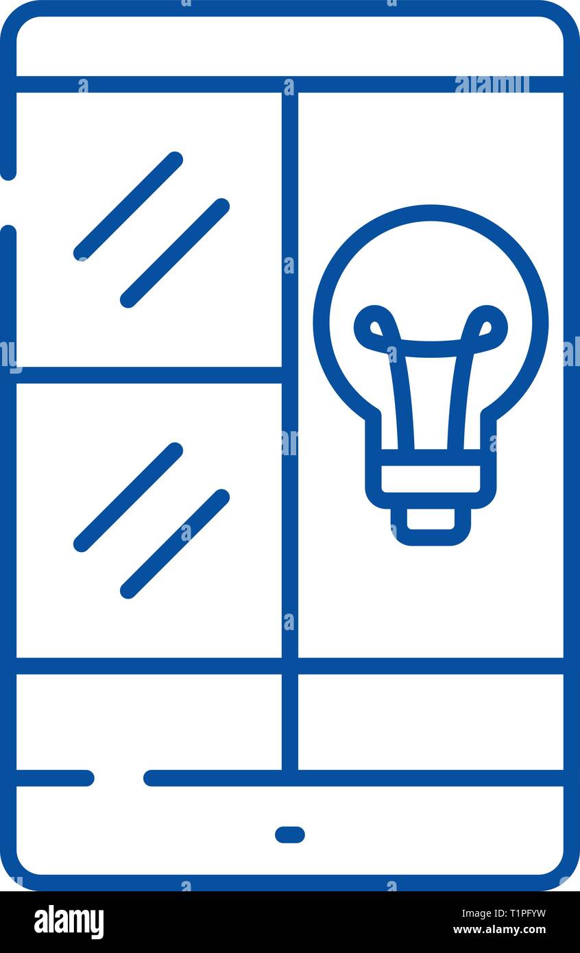 Phablet idea line icon concept. Phablet idea flat vector symbol, sign ...