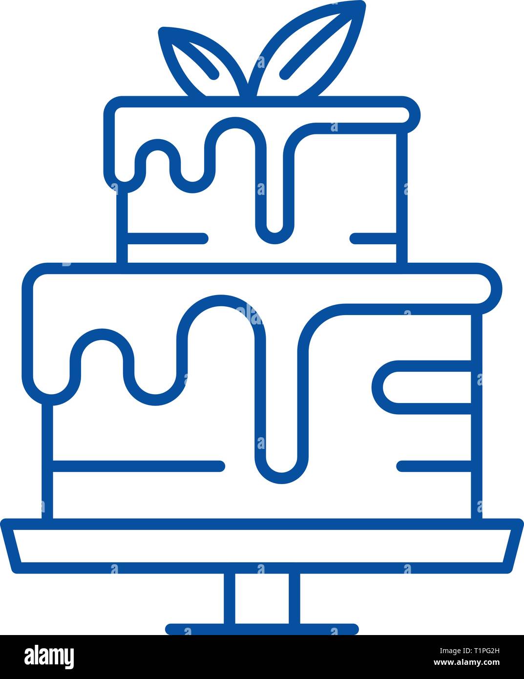 Pudding line icon concept. Pudding flat vector symbol, sign, outline ...