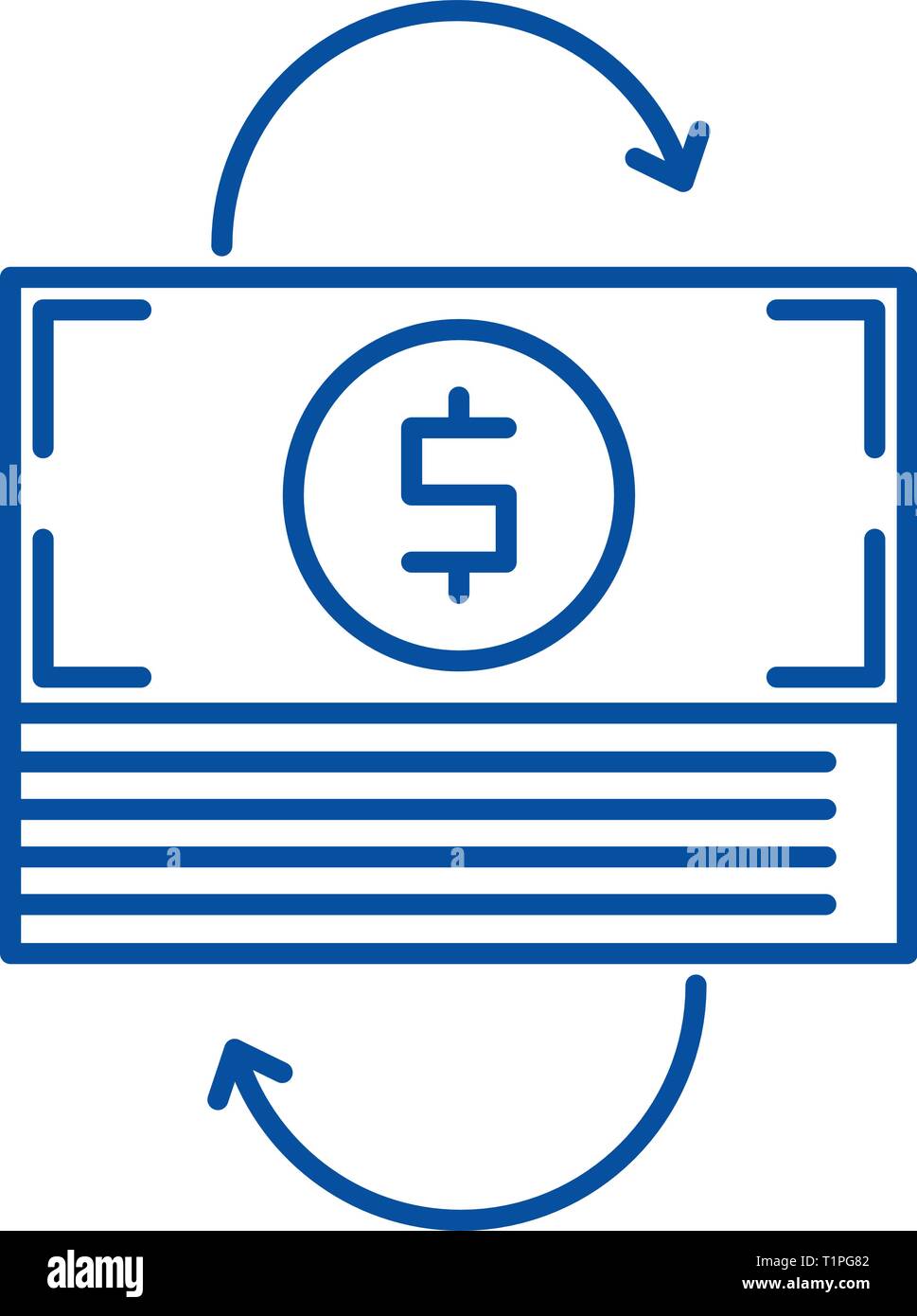 Refinancing line icon concept. Refinancing flat  vector symbol, sign, outline illustration. Stock Vector