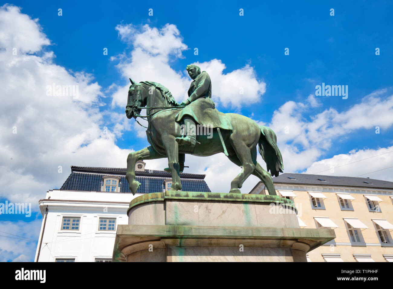 Copenhagen, Denmark-August 1, 2018: Christian X statue locate near Nyhavn in historic city center Stock Photo
