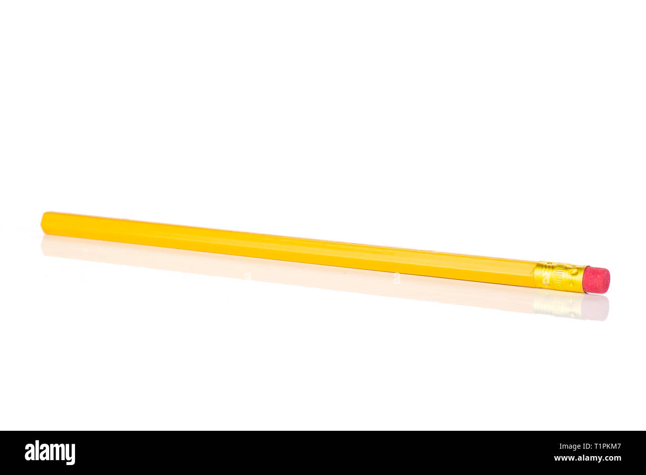 One whole unsharpened yellow pencil isolated on white background Stock