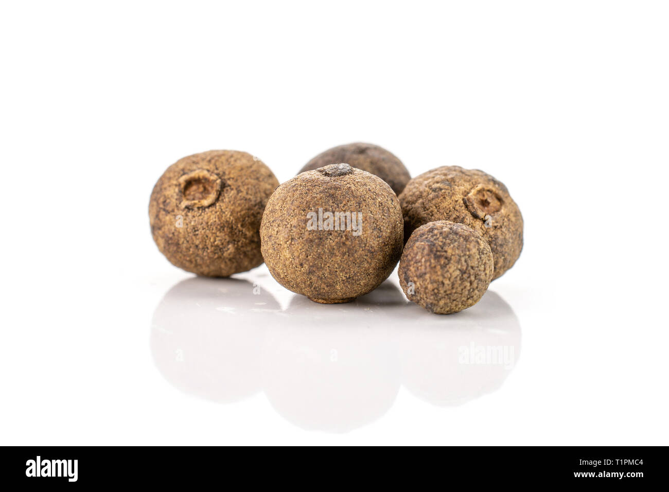 Group of five whole dry brown allspice berries isolated on white background Stock Photo Alamy
