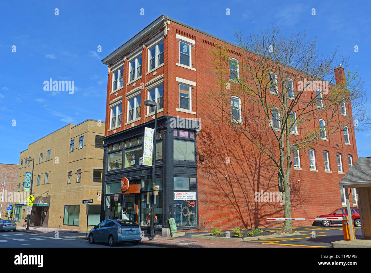 Portland Free Street at Old Port, Portland, Maine, USA. Old Port is