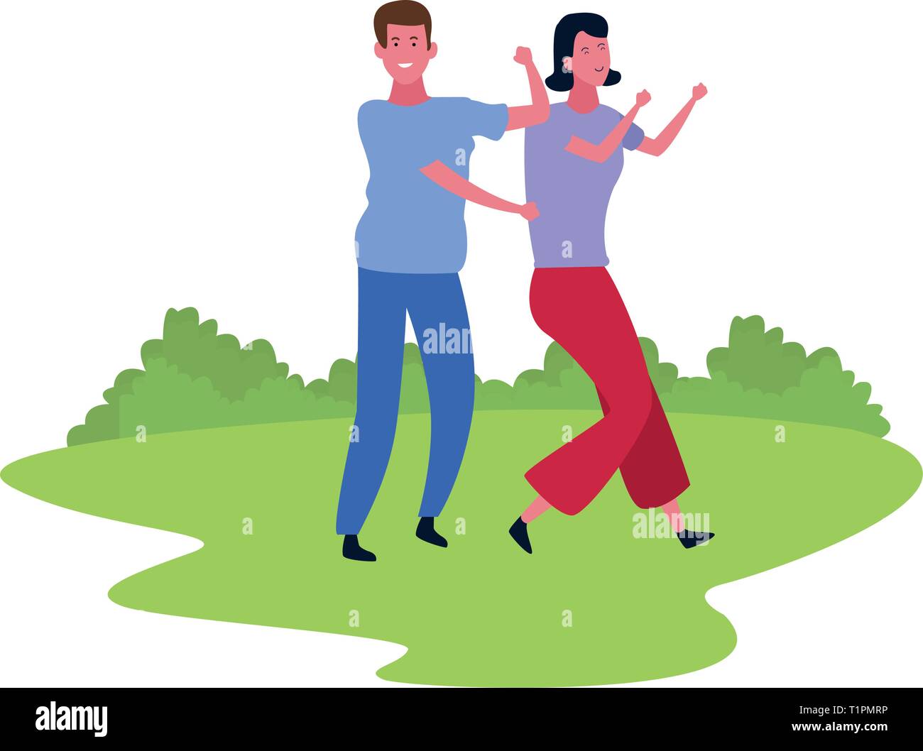 Cartoon Young Man Woman Having High Resolution Stock Photography and ...