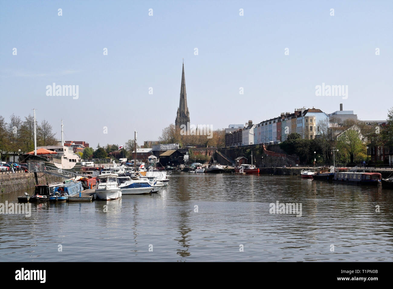 St Mary Redcliffe Church Across The Floating Harbour In Bristol, Uk 