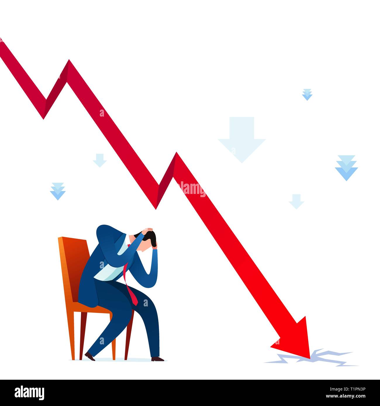 Businessman get depressed because of business failure. Business concept ...