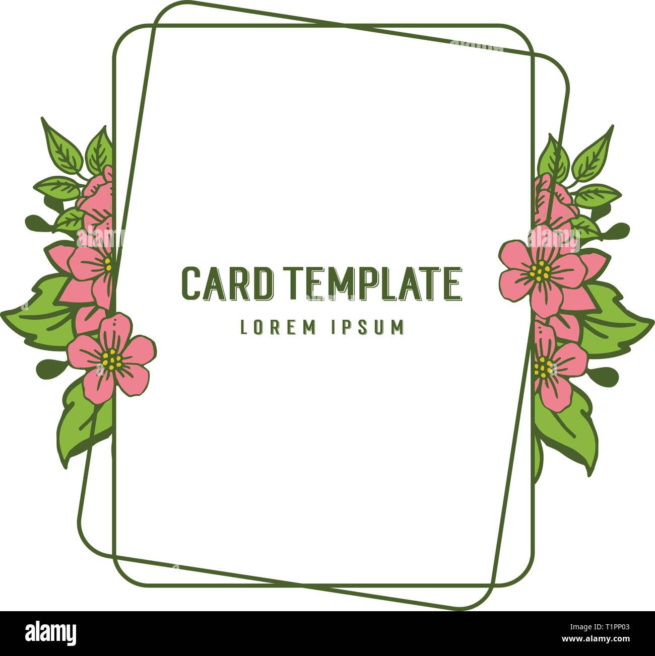 Vector illustration design card template with shape pink flower frame ...