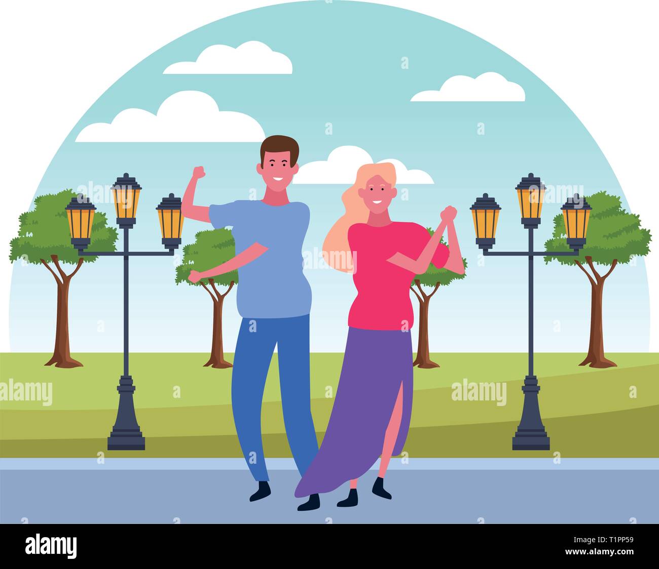 Couple having fun and dancing Stock Vector Image & Art - Alamy