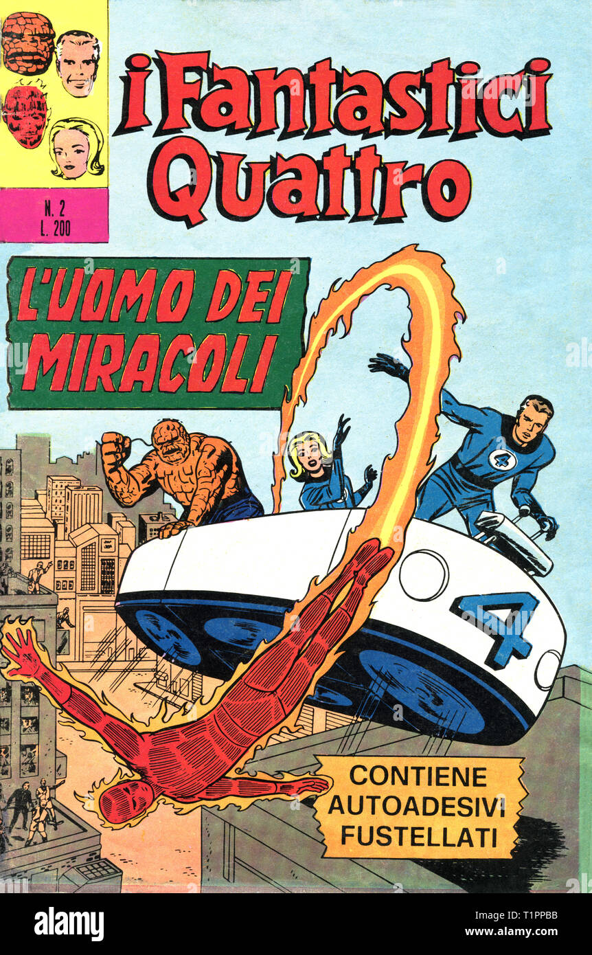 Italy - 1971: first edition of Marvel comic books, cover of The Fantastic 4, i Fantastici Quattro Stock Photo