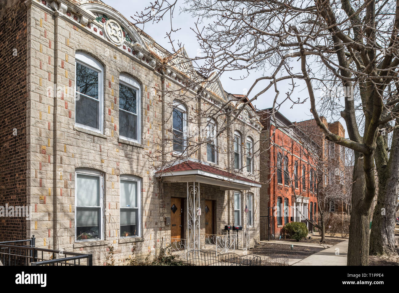 Vintage residential buildings in the Bucktown neighborhood Stock Photo