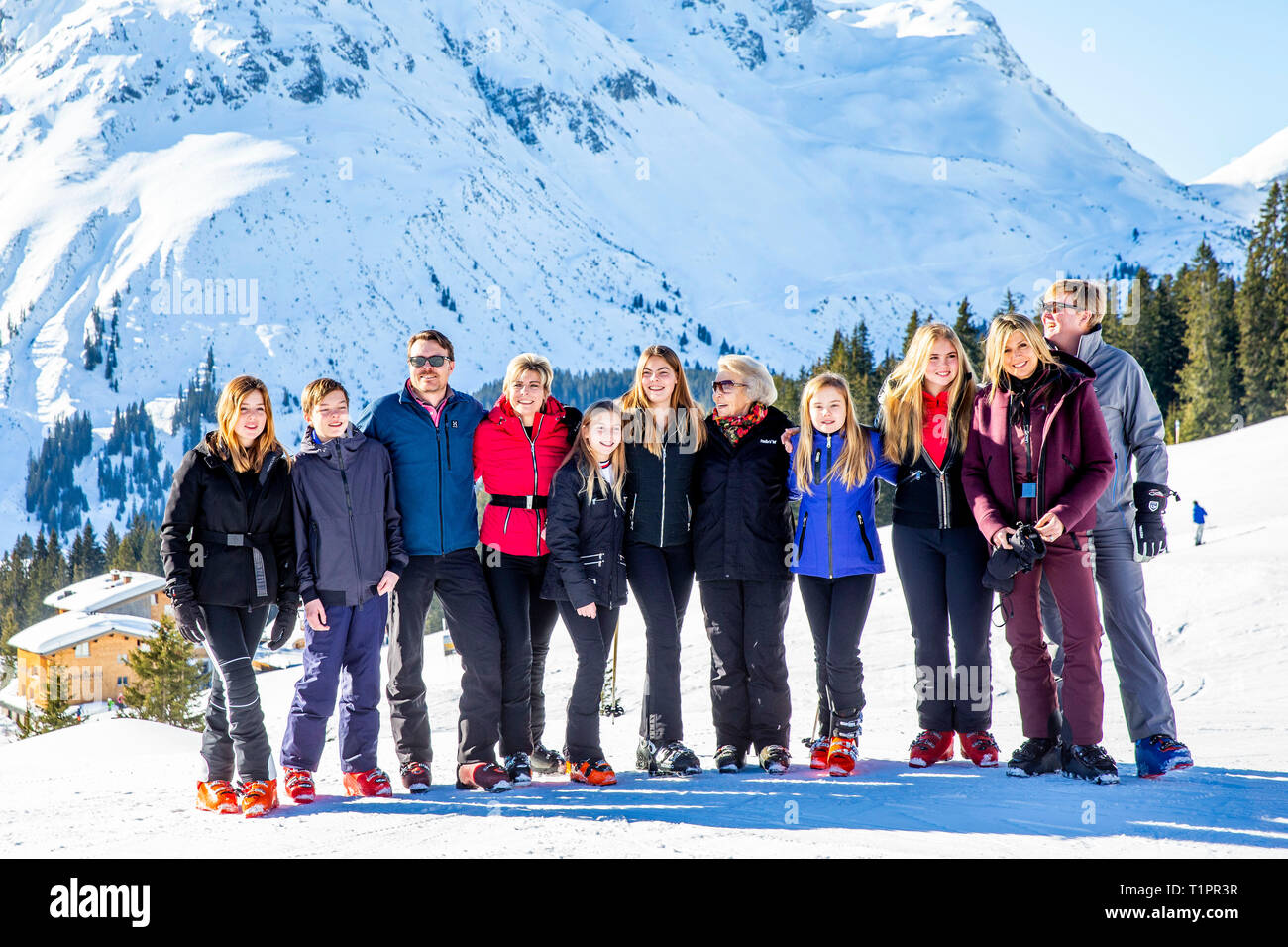 LECH - 25-2-2019 - On Monday morning 25 February 2019 a photo session will take place in Lech, Austria with His Majesty King Willem-Alexander, Her Maj Stock Photo
