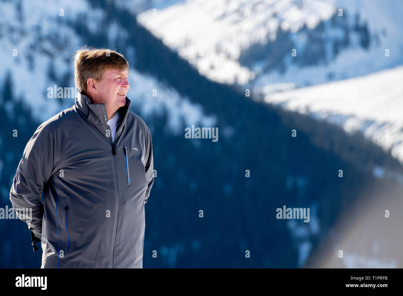 LECH - 25-2-2019 - On Monday morning 25 February 2019 a photo session will take place in Lech, Austria with His Majesty King Willem-Alexander, Her Maj Stock Photo