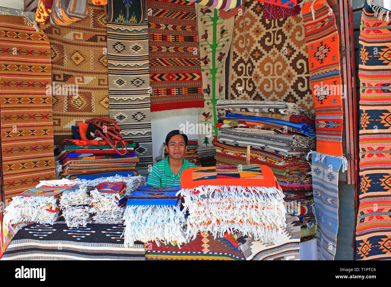 Shop of traditional mexican rugs and carpets in Puerto Vallarta, Mexico