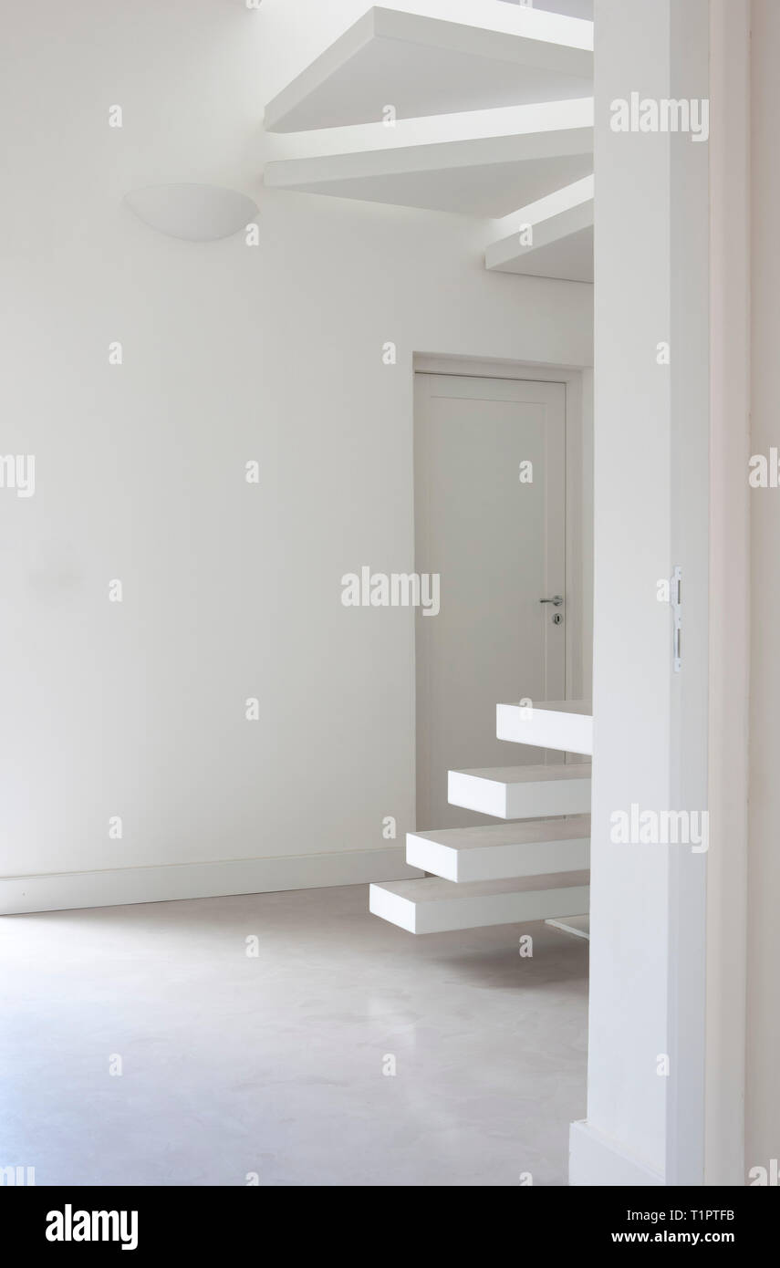 minimal white room and stairs Stock Photo - Alamy