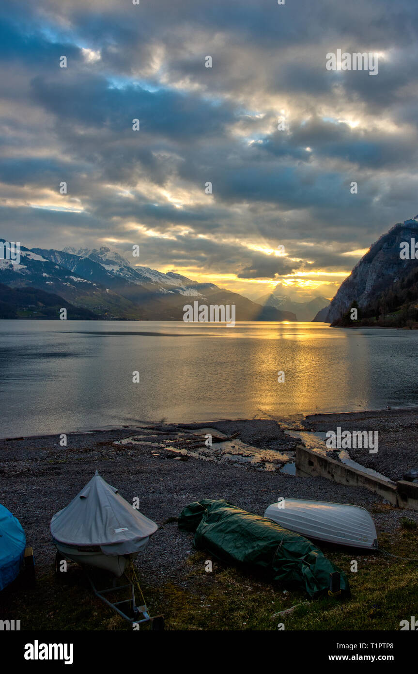 Walensee Spring Walensee mountains hi-res stock photography and images - Alamy