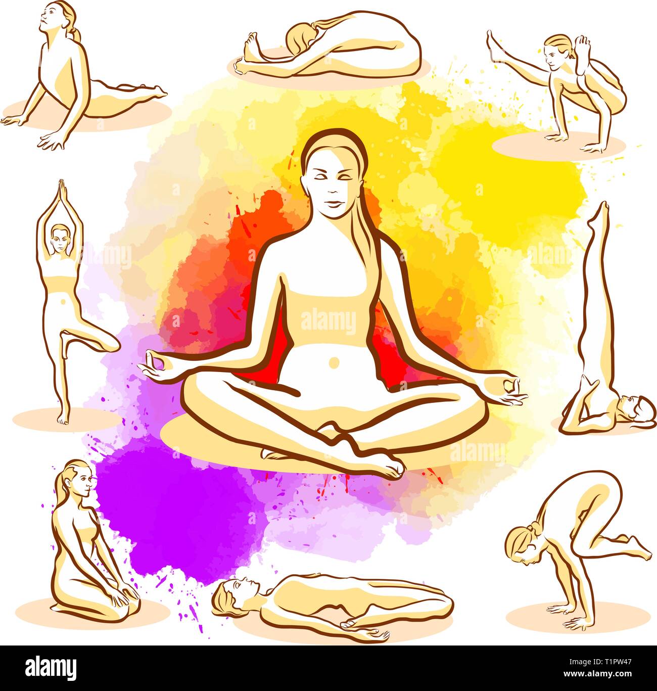 Yoga movement set Royalty Free Vector Image - VectorStock