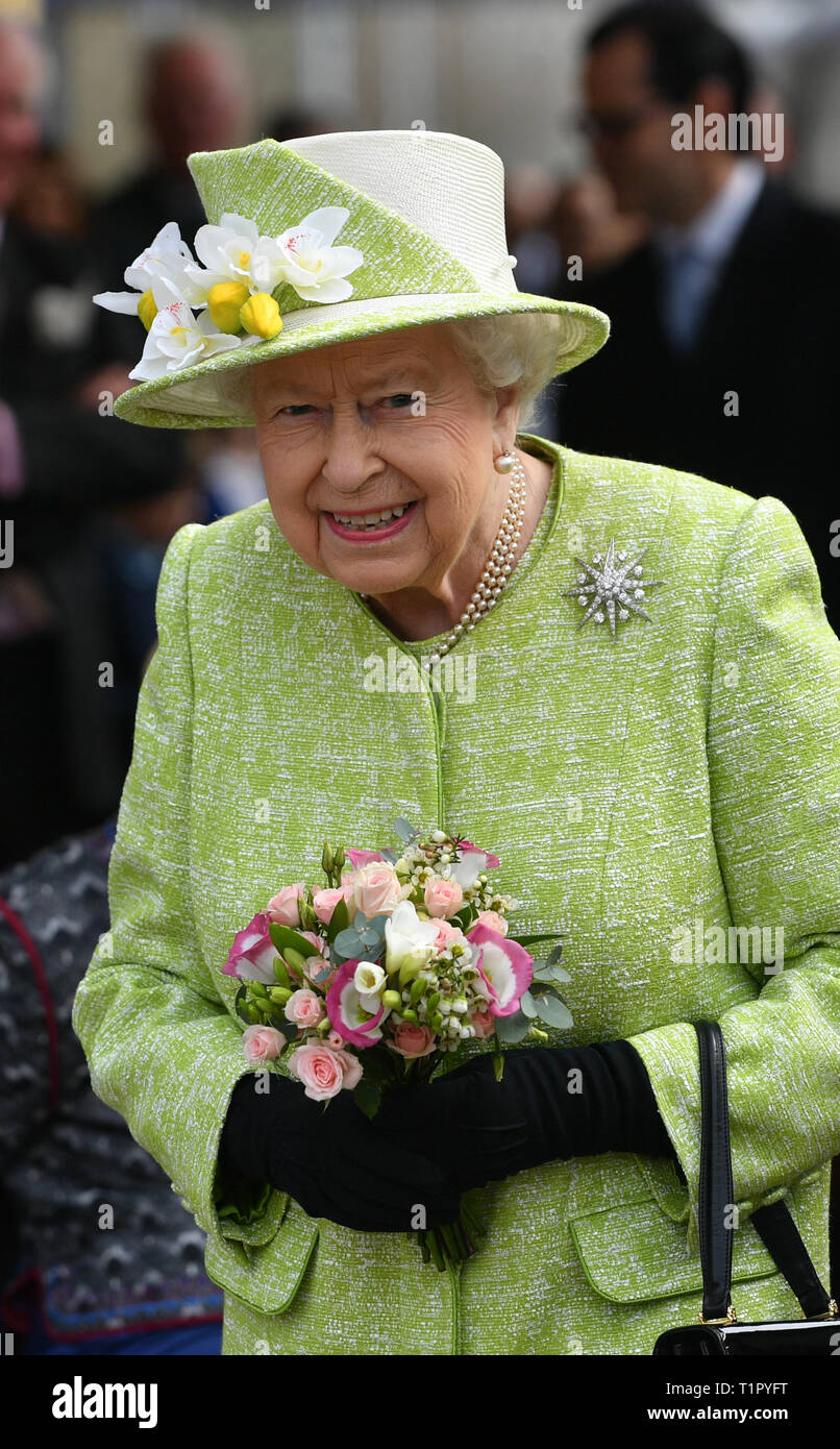 Queen Elizabeth II at Castle Cary Station where she arrived for the ...