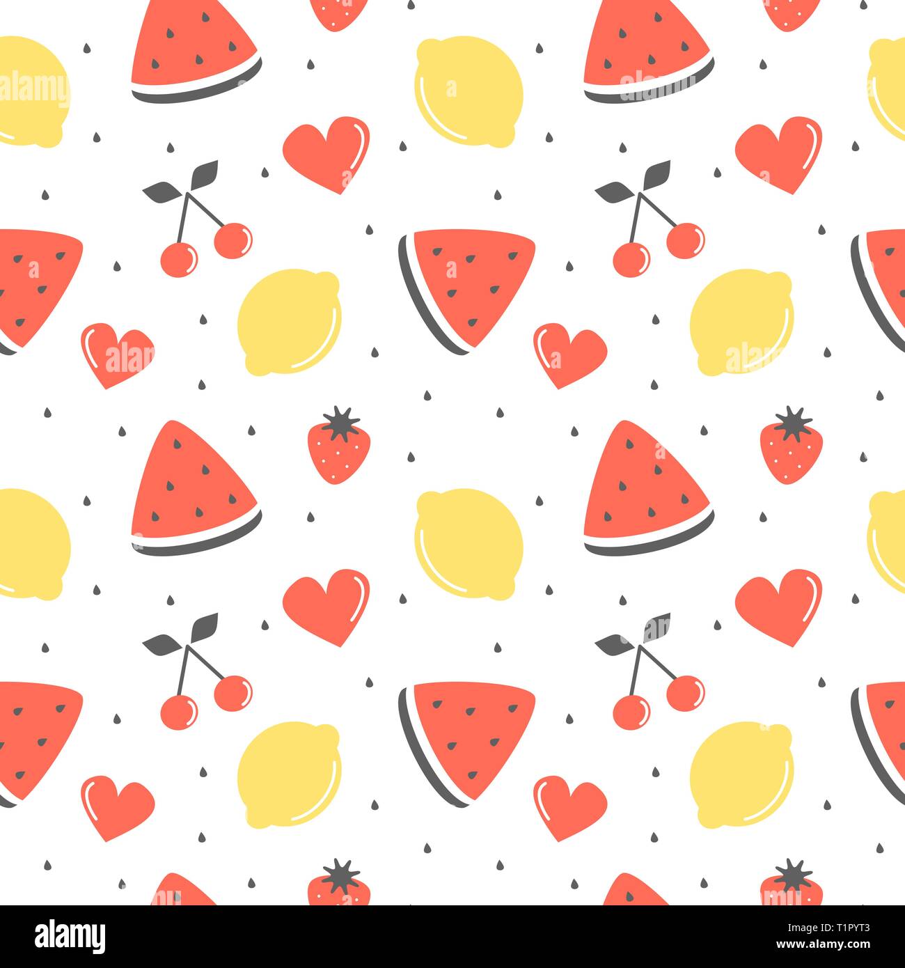 cute fresh summer fruits seamless vector pattern background ...