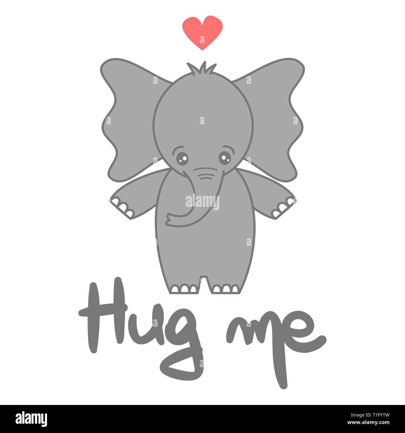 Hugging Elephant Vector cute vector hand drawn lettering hug me card with cartoon lovely baby ...