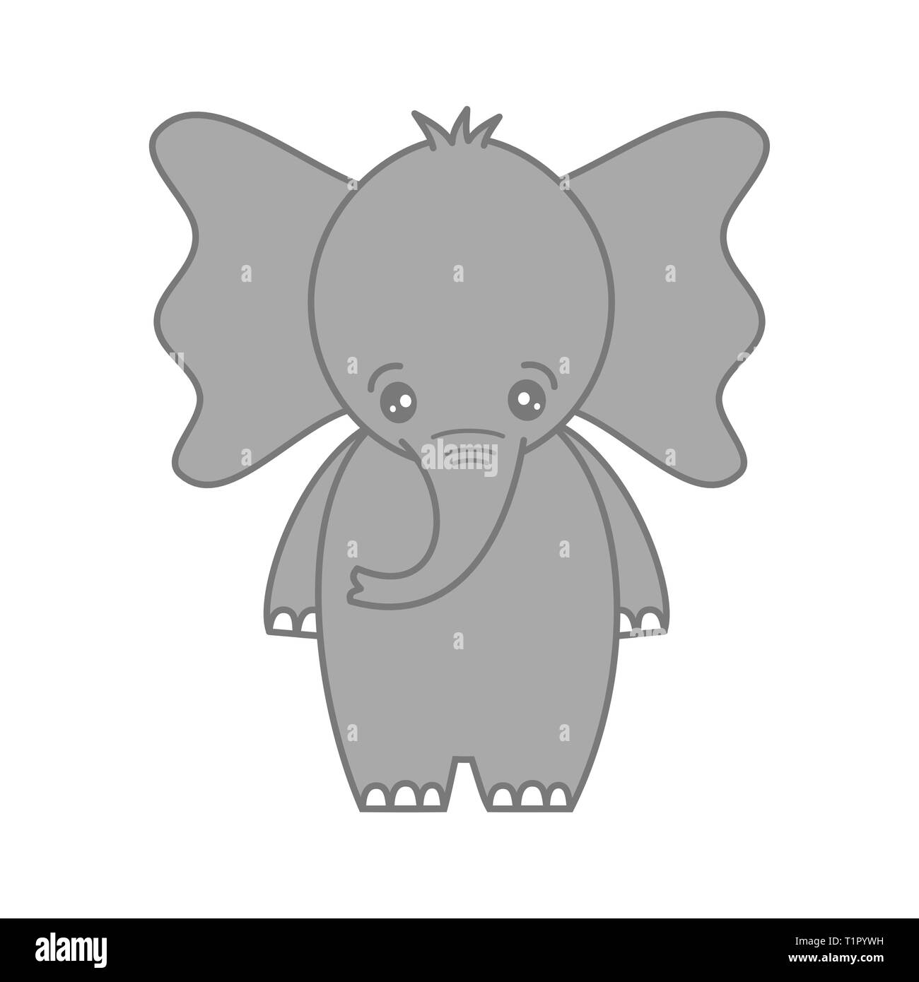 Cute Cartoon Lovely Baby Elephant Vector Illustration Isolated On