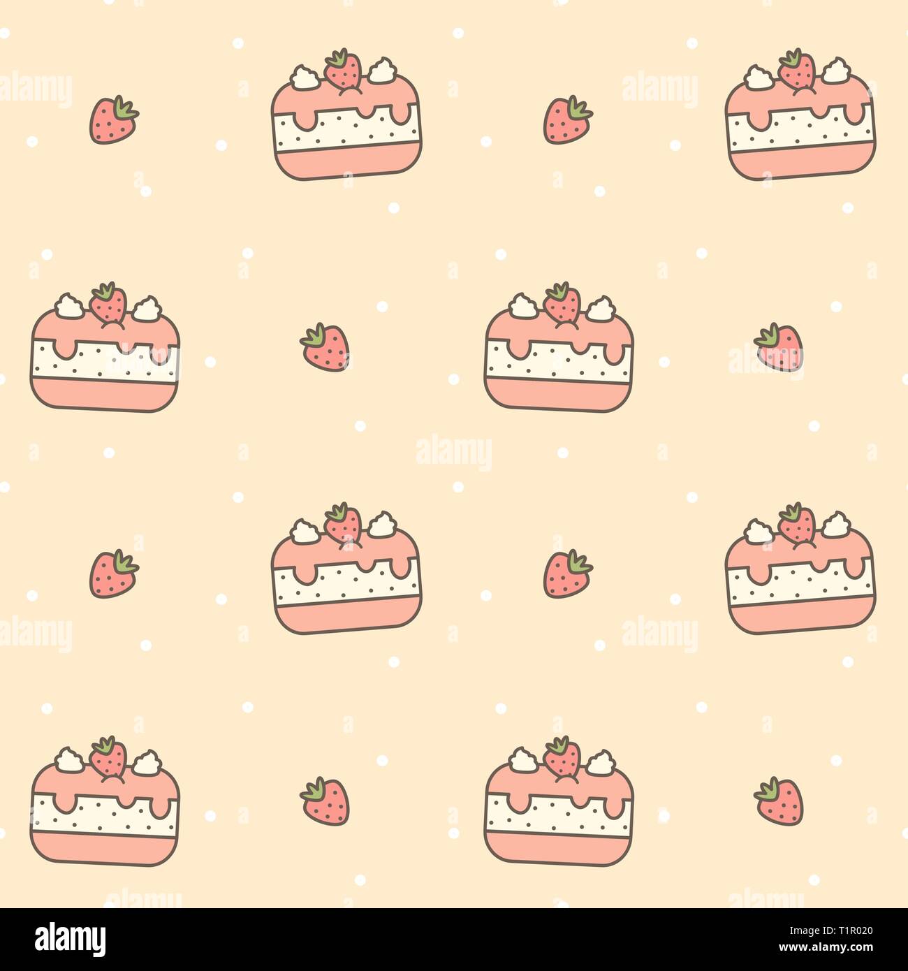 cute cartoon seamless vector pattern background illustration with strawberry  cake Stock Vector Image & Art - Alamy