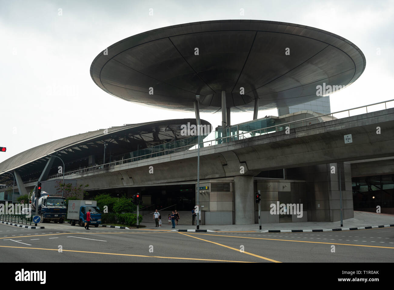 22.03.2019, Singapore, Republic of Singapore, Asia - Exterior view of the Expo station along the MRT network designed by Sir Norman Foster. Stock Photo