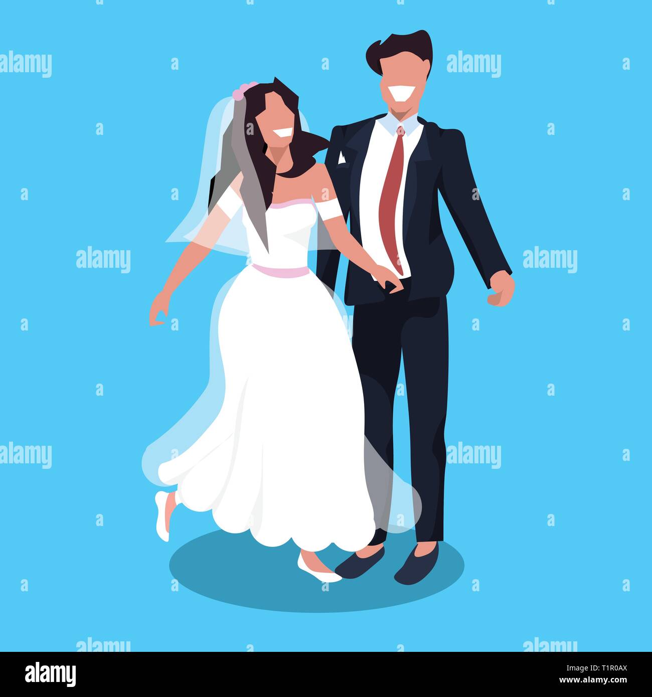 newlyweds man woman standing together romantic couple bride and groom ...