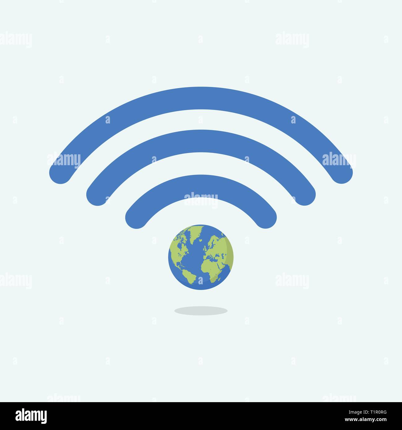 Wifi symbol with planet earth. Vector illustration Stock Vector