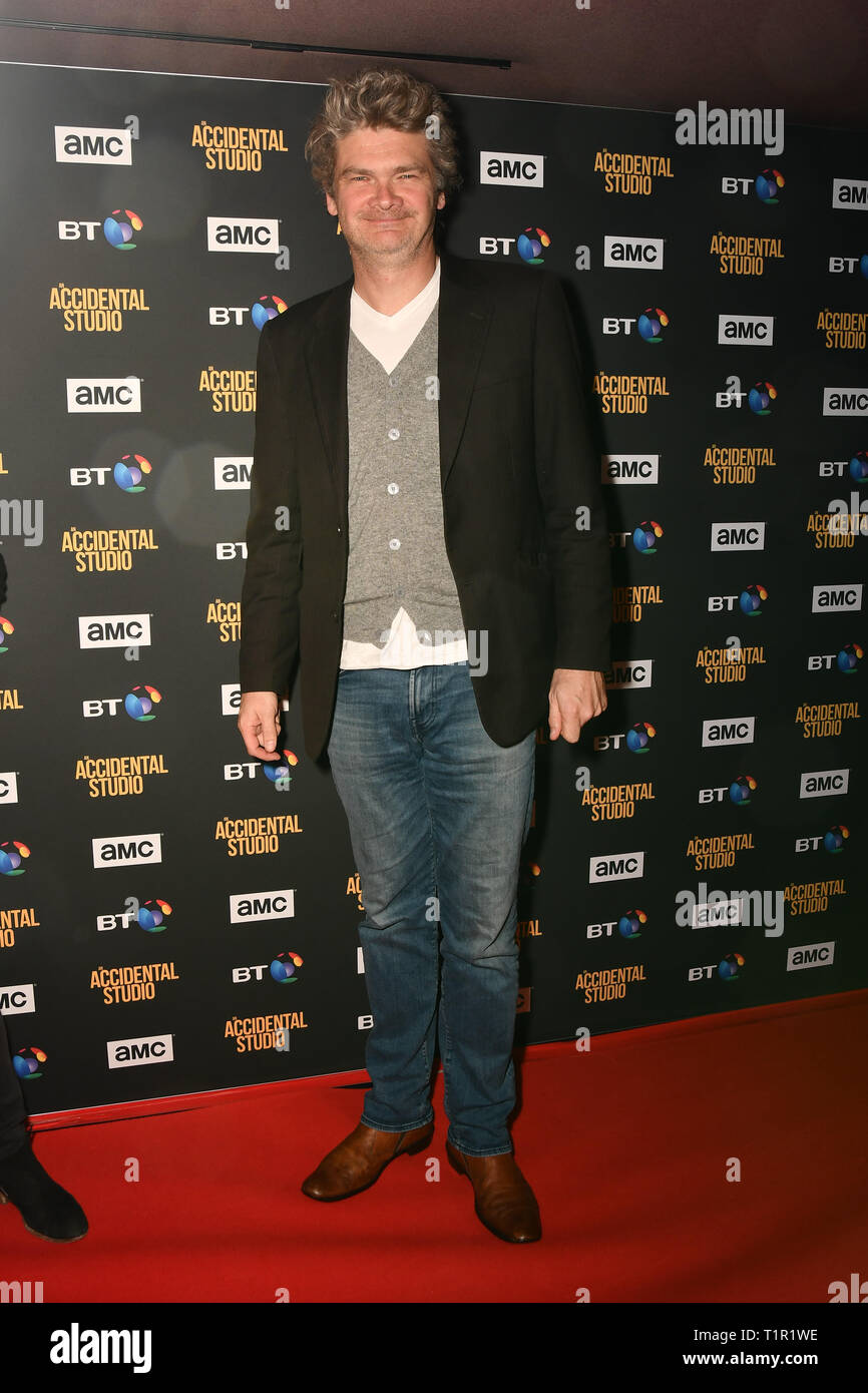 London, UK. 27th Mar 2019. Simon Farnaby arrives at Premiere of documentary about the British film production company, Handmade Films, created by George Harrison of the Beatles on 27 March 2019, London, UK. Credit: Picture Capital/Alamy Live News Stock Photo