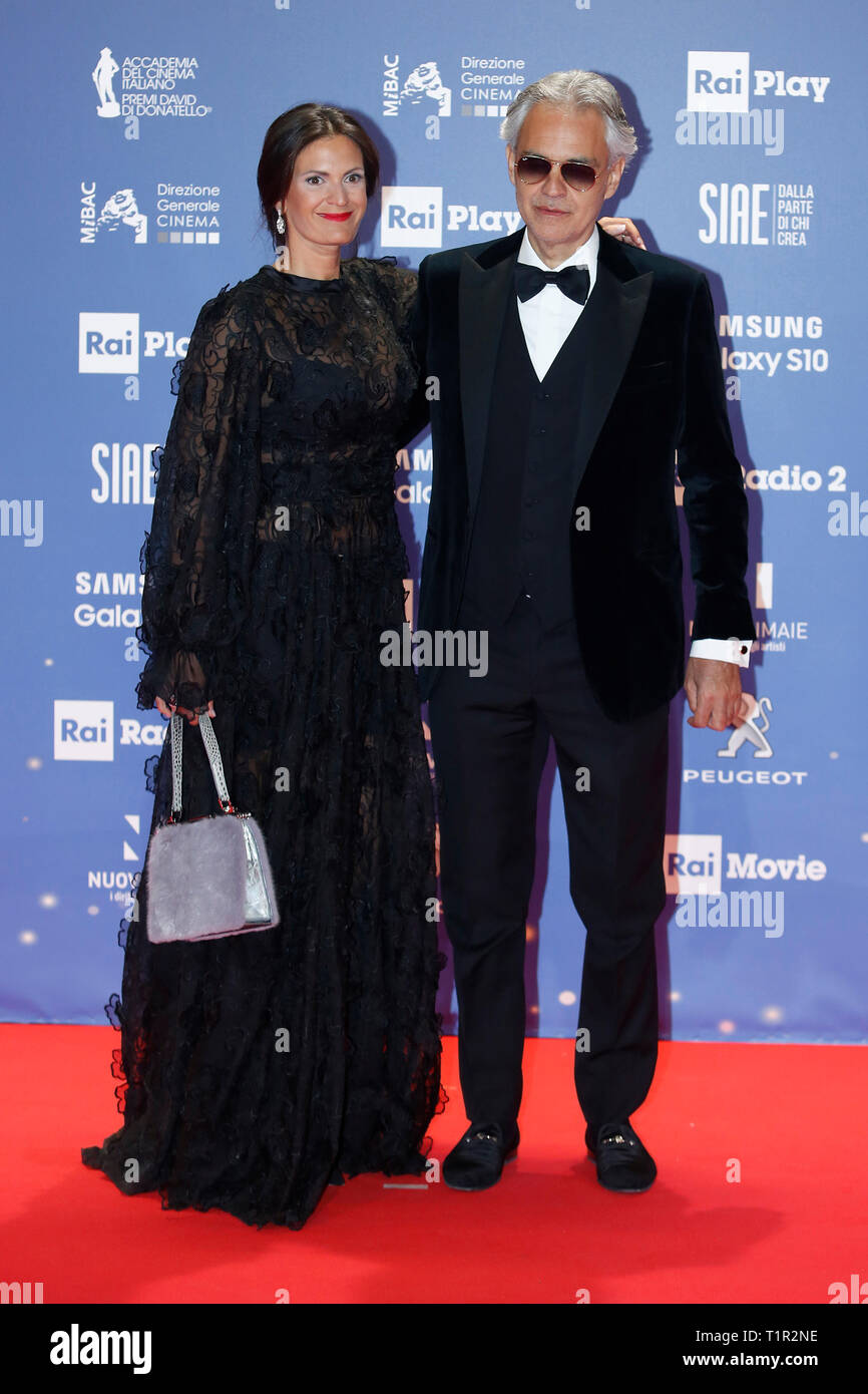 Veronica Berti (l-r), Andrea Bocelli, Amos Bocelli and Matteo Bocelli  attend the Cinema Against AIDS, Stock Photo, Picture And Rights Managed  Image. Pic. PAH-48822759