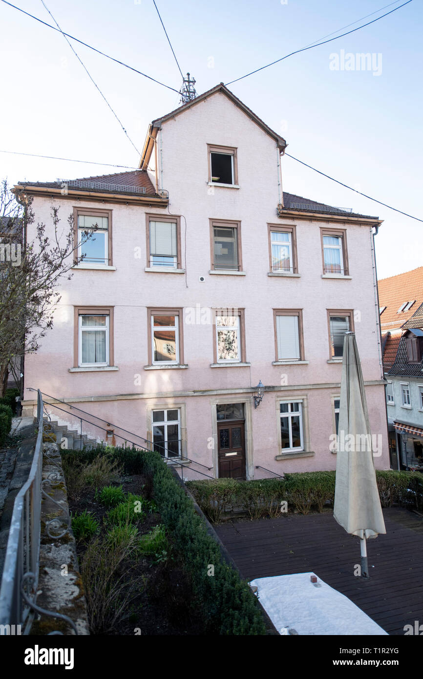 21 March 2019, Baden-Wuerttemberg, Nürtingen: The Hölderlinhaus. (to dpa: "Authentic or not? - Dispute about the reconstruction of the Hölderlinhaus" from 28.03.2019) Photo: Sebastian Gollnow/dpa Stock Photo