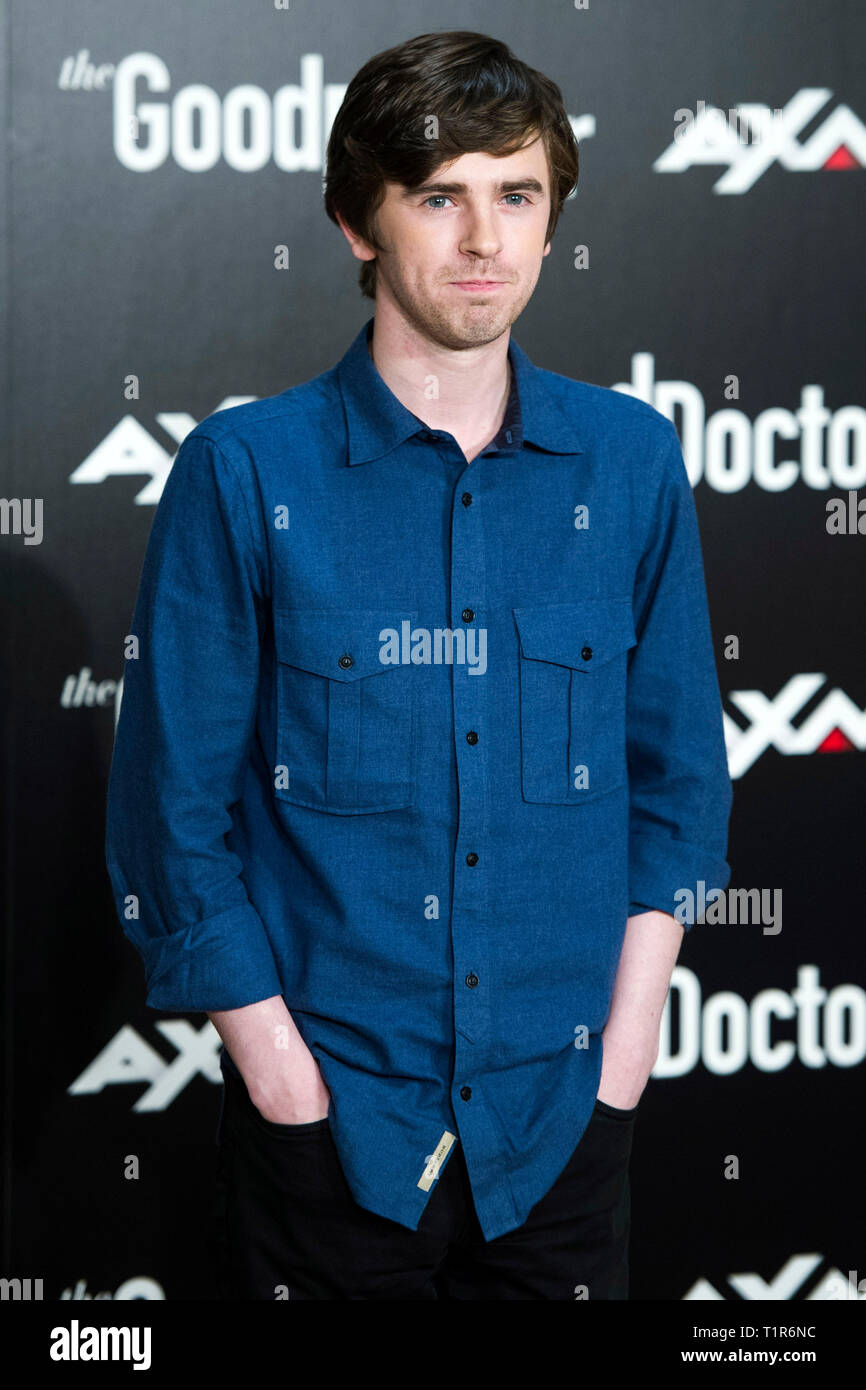 Madrid, Spanien. 26th Mar, 2019. Freddie Highmore at Photocall for Season 2  of the AXN TV