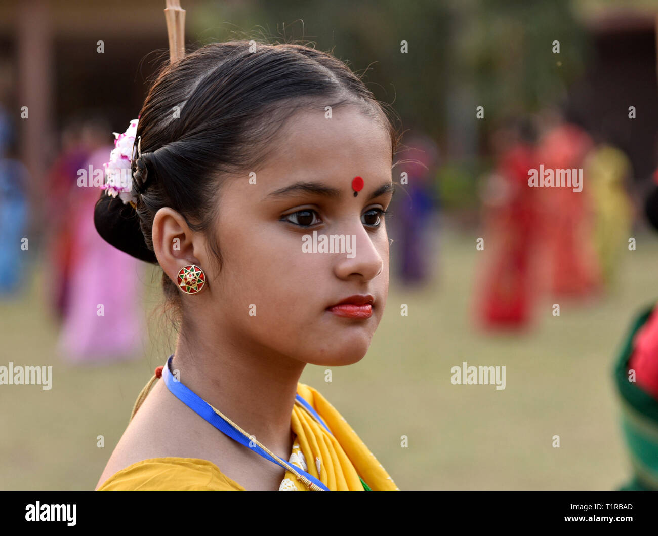 Beautiful assamese girl in traditional hi-res stock photography and