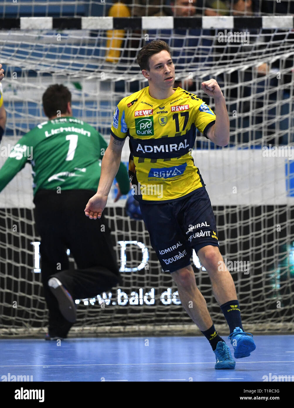 Gummersbach, Germany. 28th Mar, 2019. Handball: Bundesliga, VfL Gummersbach  - Rhein-Neckar Löwen, 26th matchday in the