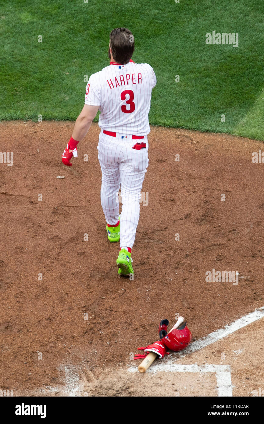 Philadelphia Phillies' Bryce Harper walks to the dugout after a baseball  game, Saturday, Sept. 23, 2023, in Philadelphia. (AP Photo/Matt Slocum  Stock Photo - Alamy