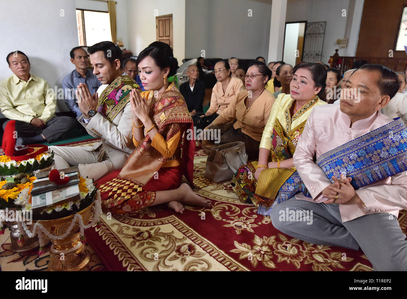Traditional Buddhist Wedding Laos Stock Photo