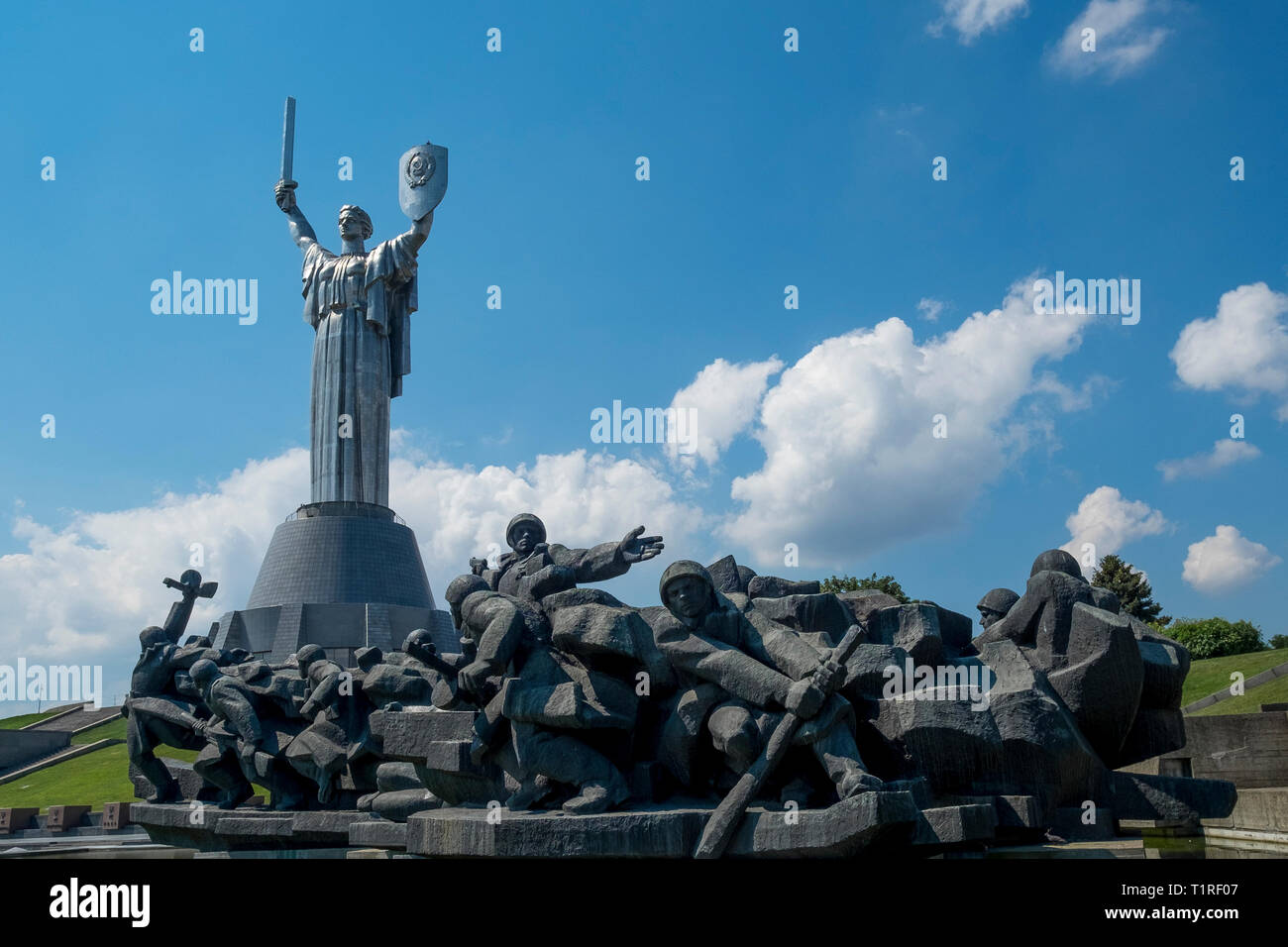 The giant, stainless steel Motherland monument in Kiev, Ukraine Stock