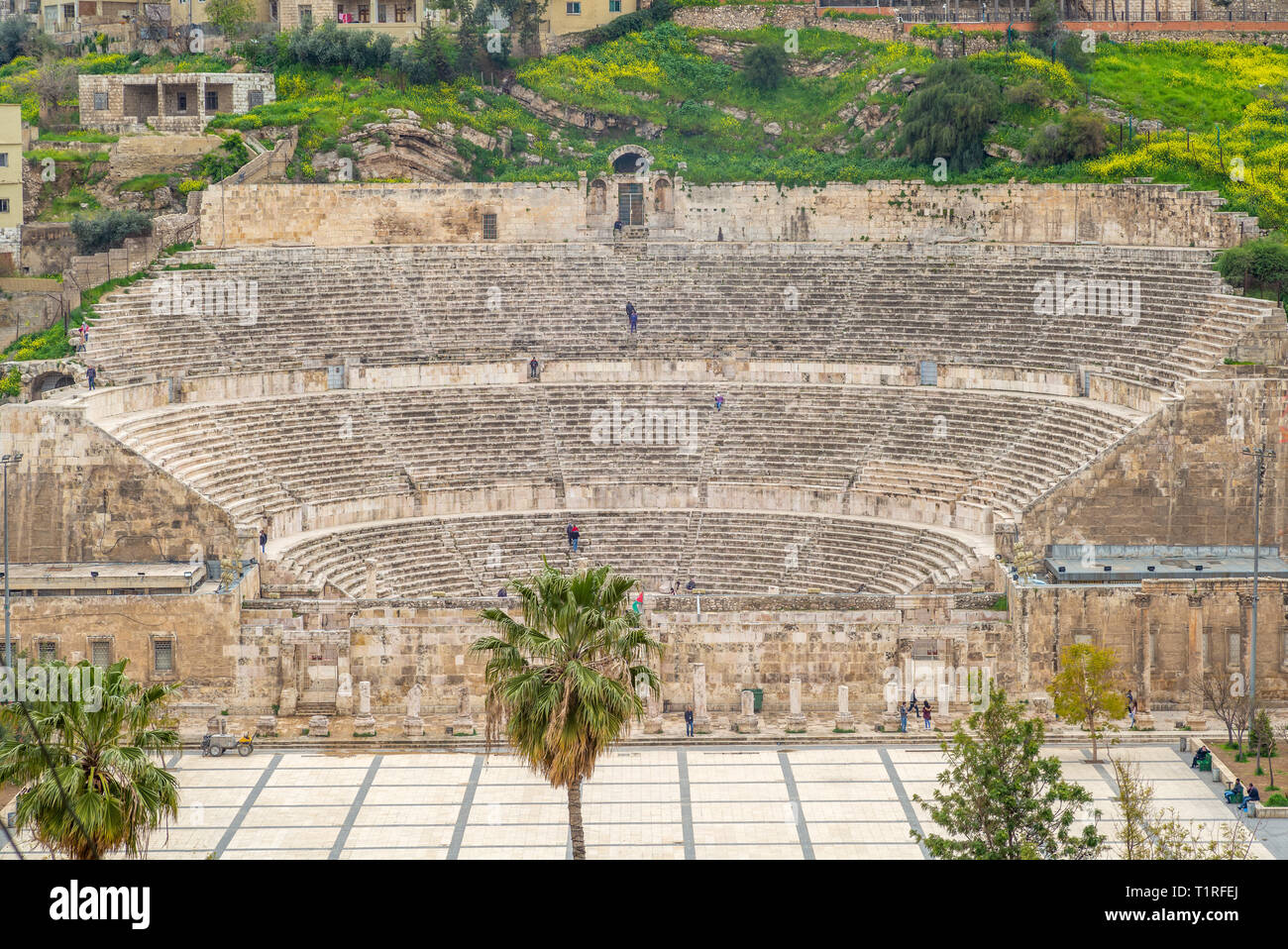 Aerial view of Roman Theatre in Amman, Jordan Stock Photo