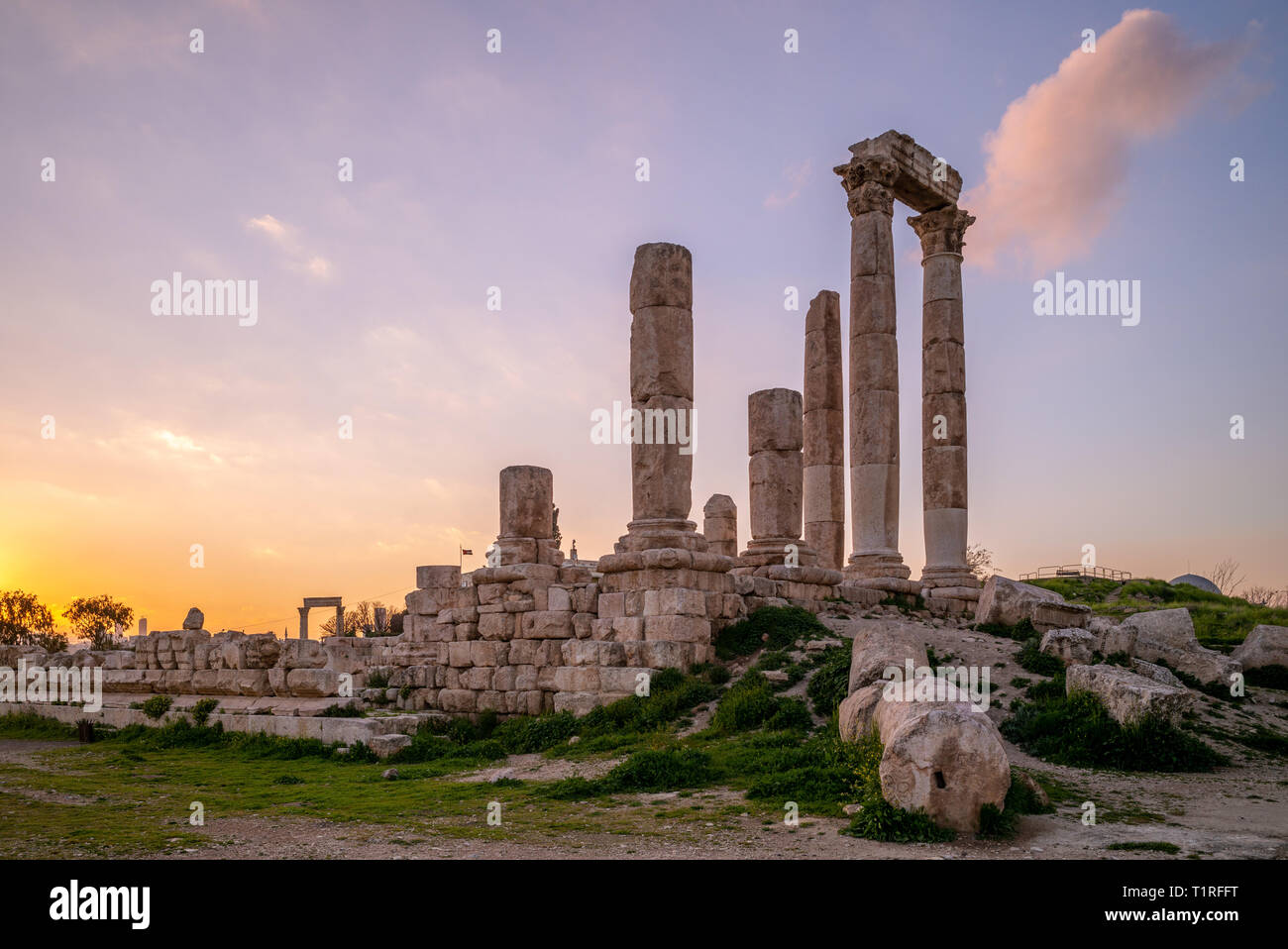 Temple of Hercules on Amman Citadel in Jordan Stock Photo